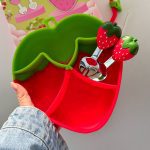 ست ظرف غذا سیلیکونی طرح توتفرنگی