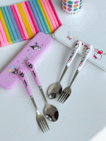 قاشق چنگال دسته سرامیکی طرح کرومی و هلوکیتی باکس دار