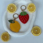 جاکلیدی چرمی توت فرنگی و لیمو