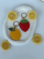 جاکلیدی چرمی توت فرنگی و لیمو