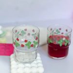 لیوان شیشه ای طرح توت فرنگی